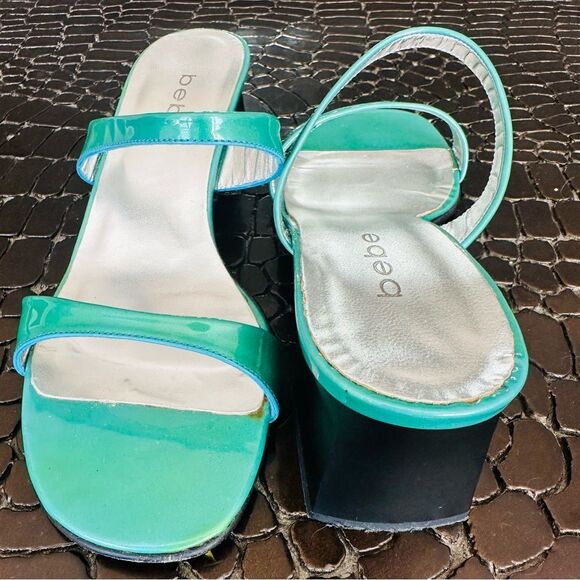 Bebe Turquoise Patten Leather sandals. - Picture 1 of 7